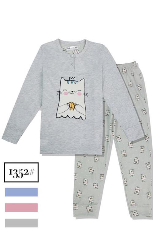 1352 Pijama infantil para niña en algodón.