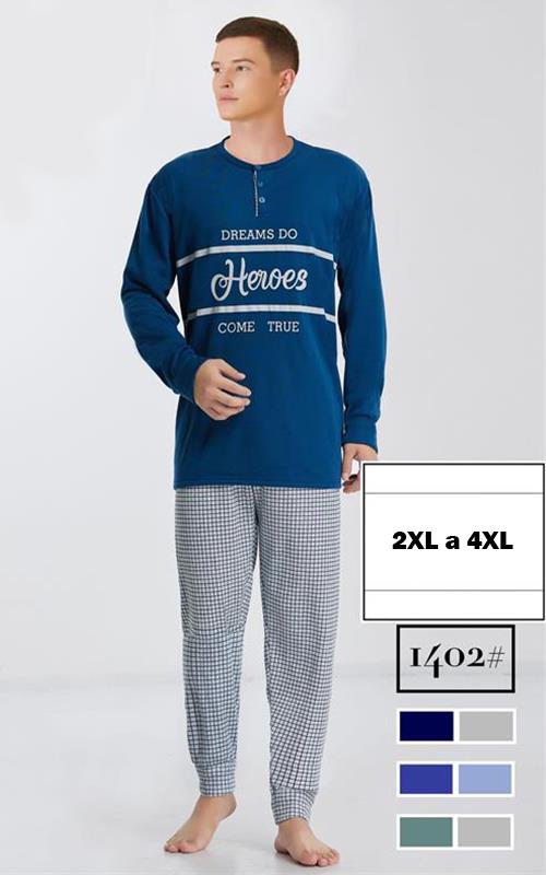 1402 Pijama afelpado para hombre en tallas grandes.