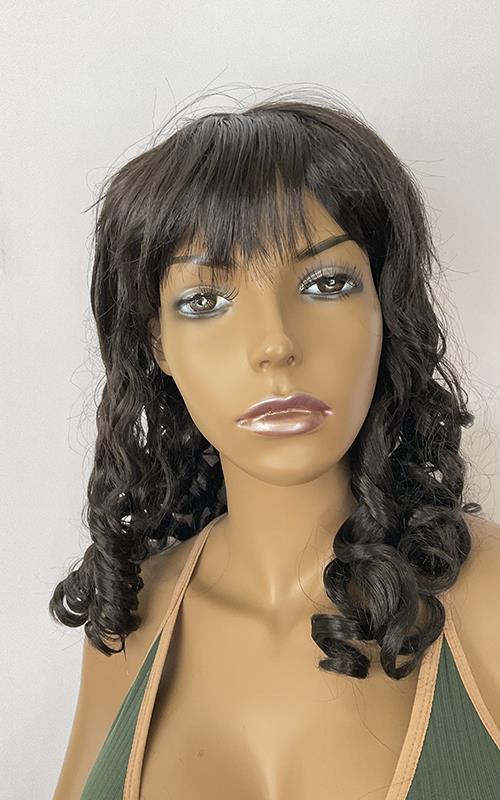 Peluca larga rizada para mujer color negro