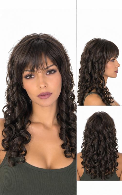 190 Peluca larga rizada para mujer color negro