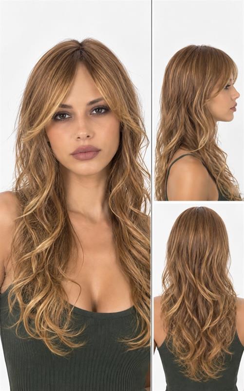 8610 Peluca de corte largo para mujer.