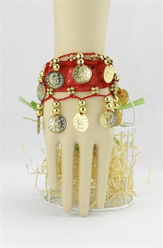 2043 Pulsera brazalete de monedas y purpurina