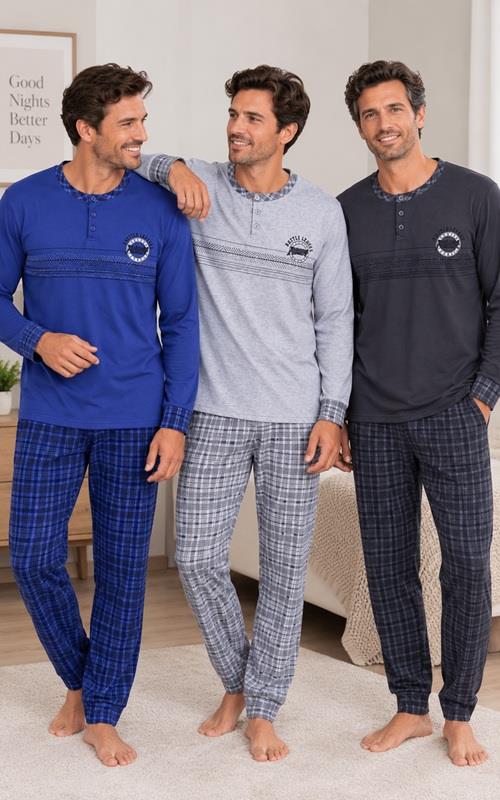 25117 Pijama afelpado con dibujo para hombre.