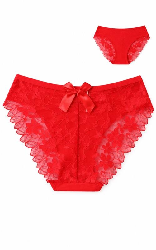 35316 Braga roja de encaje floral con lazo decorativo