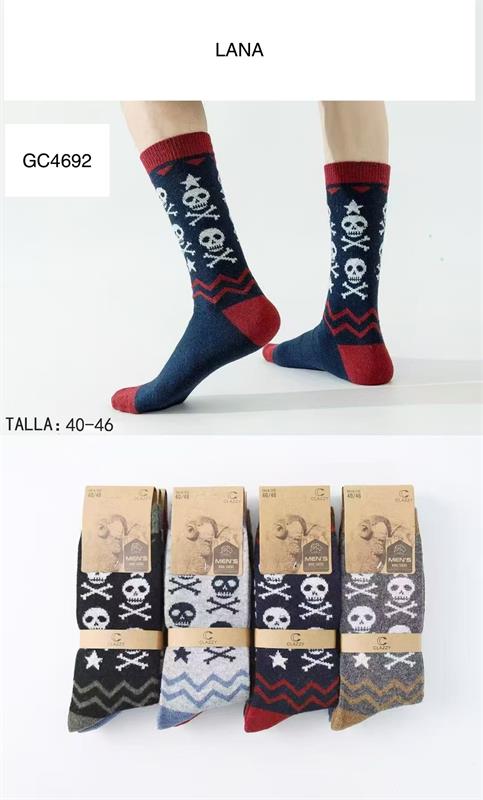 GC4692 Calcetín para hombre, de lana con estampado.