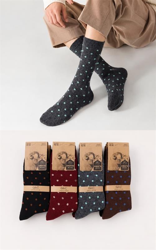 4746 Calcetines térmicos de hombre con estampado de puntos al por mayor