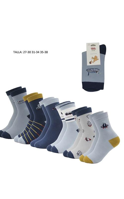 6001-3 Calcetín infantil con dibujo para niño.