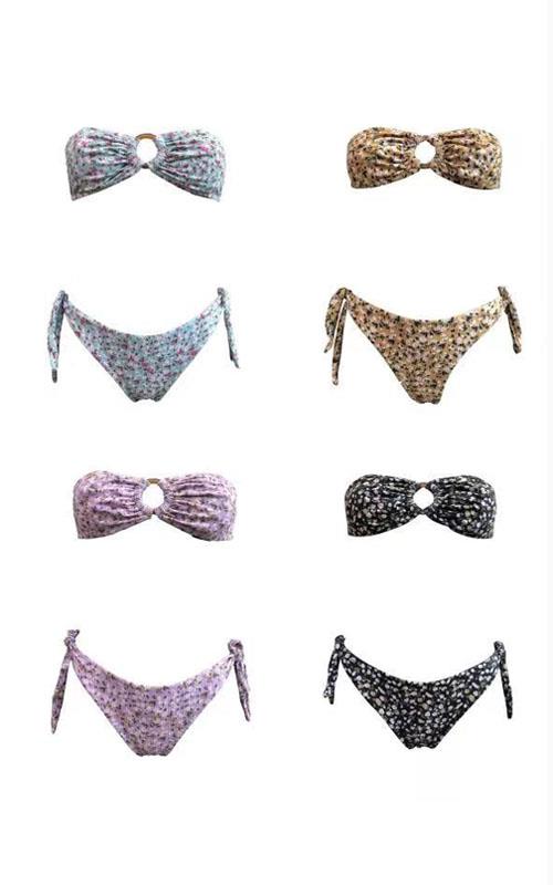 61232 Bikini juvenil estampado tipo palabra de honor