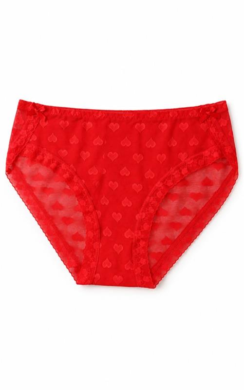 81249 Braga roja para mujer con corazones y encaje lateral