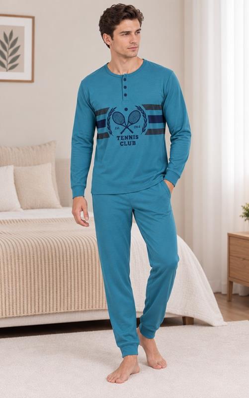 A854 Pijama afelpado de algodón para hombre.