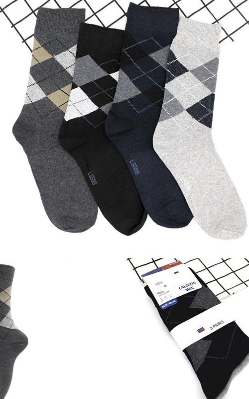 8741-2 Calcetín clásico para hombre, estampado " Rombos "