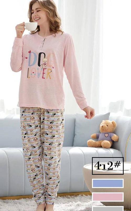 412 Pijama de mujer fino con dibujo " Dog"
