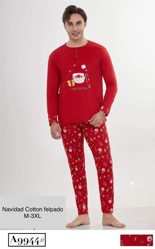 A9944 Pijama afelpado navideño para hombre.