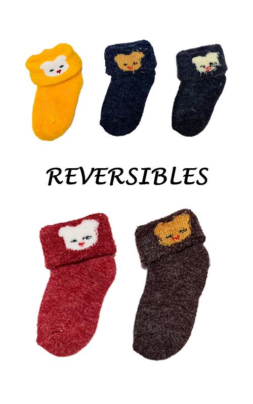 A0338 Calcetines niño de lana con dibujo reversible