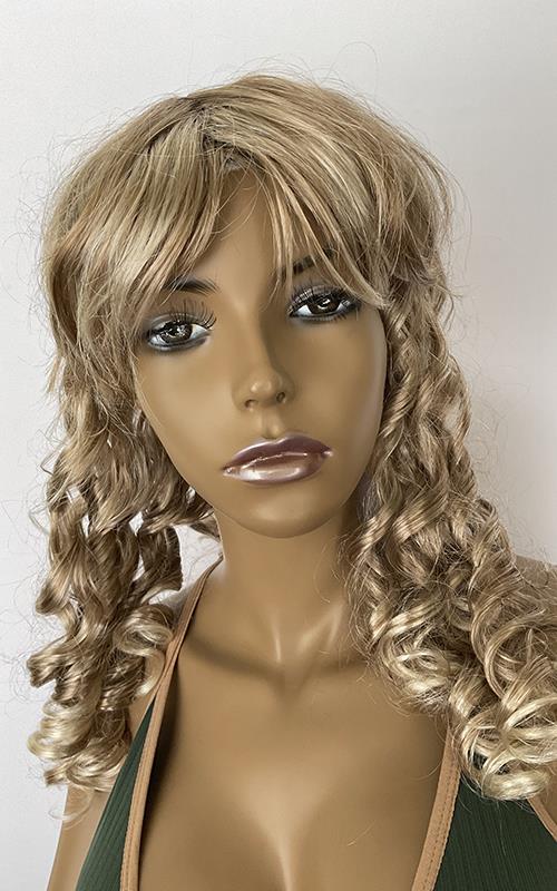 Peluca larga rubia para mujer.
