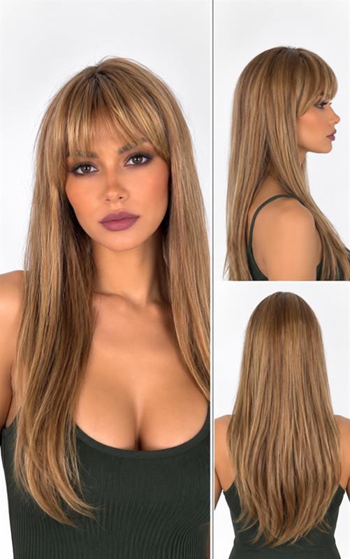 A6-18A Peluca larga lisa para mujer.
