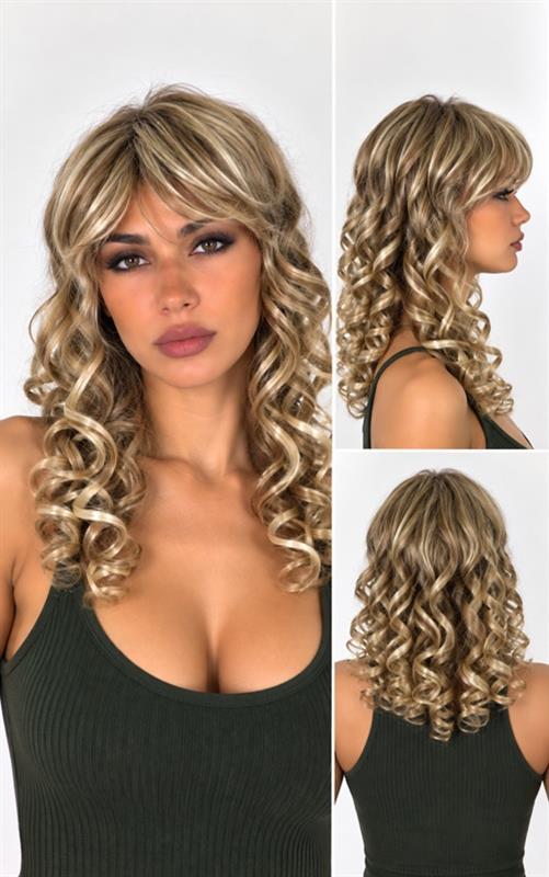 A6-18B Peluca larga rubia para mujer.