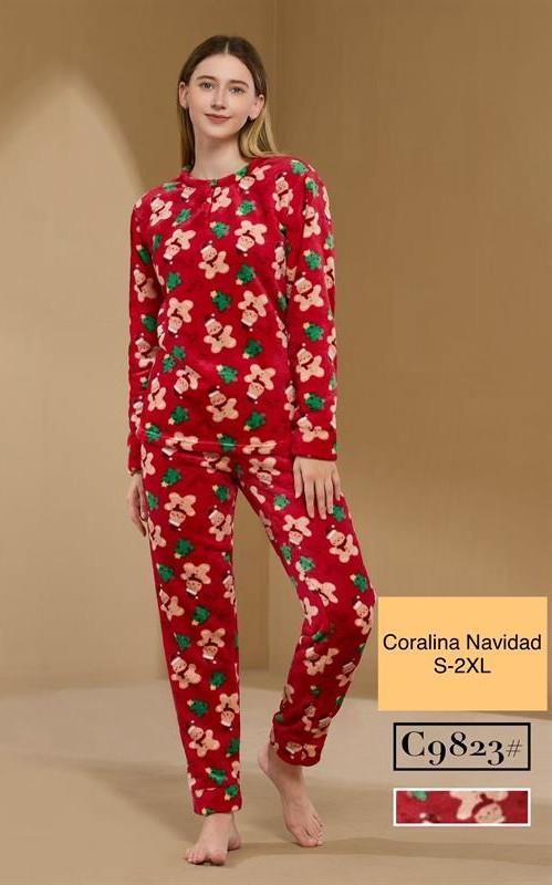 C9823 Pijama de coralina Navideño.
