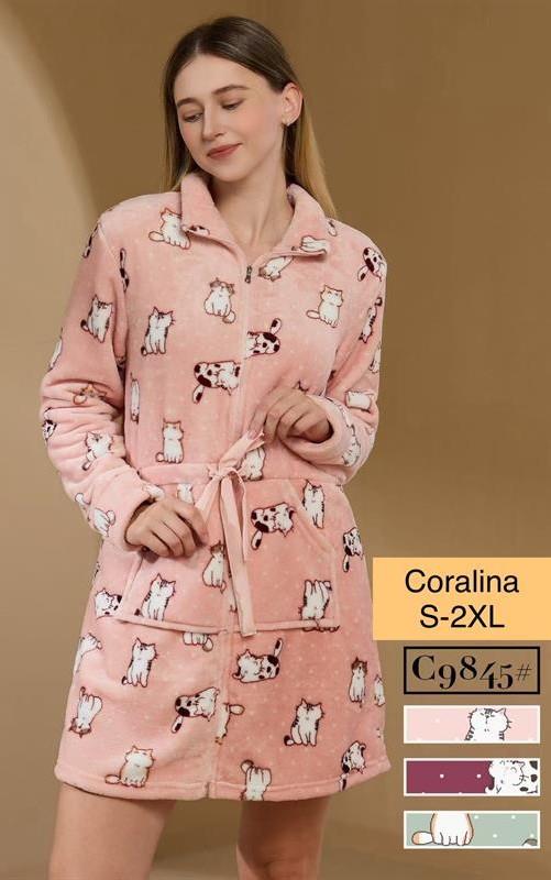 C9845 Bata de coralina con cremallera