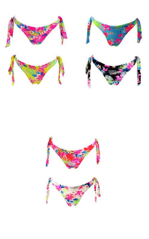 D8365 Braga bikini de corte brasileño, estampado a flores.