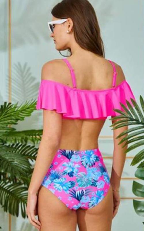 D8527 Bikini juvenil con volantes y braga alta