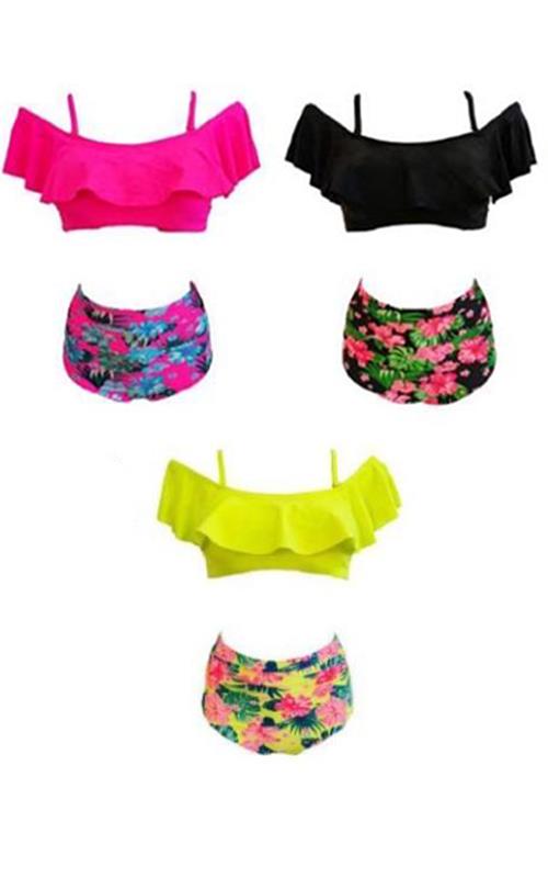 D8527 Bikini juvenil con volantes y braga alta