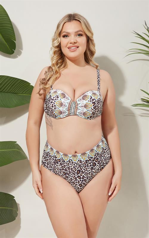 FH3137 Bikini palabra de honor con estampado animal.