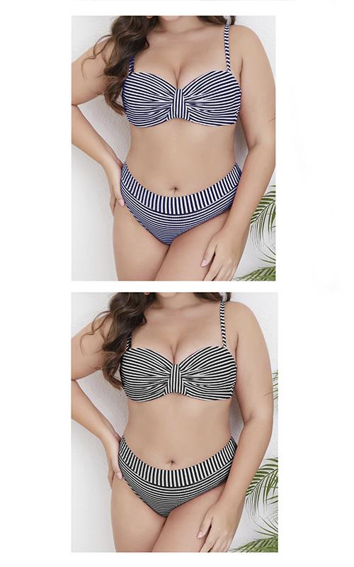 FH3333 Bikini palabra de honor a rayas.