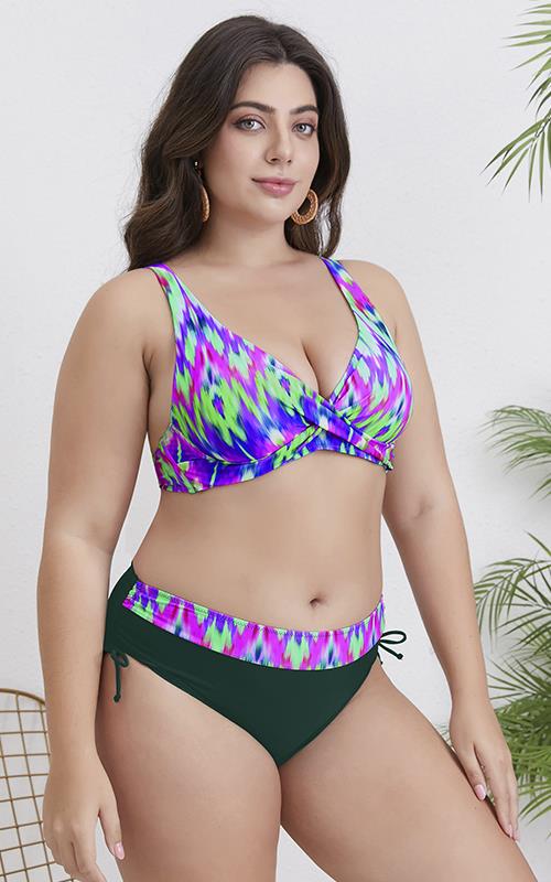 FH3353 Bikini cruzado estampado con braga alta.