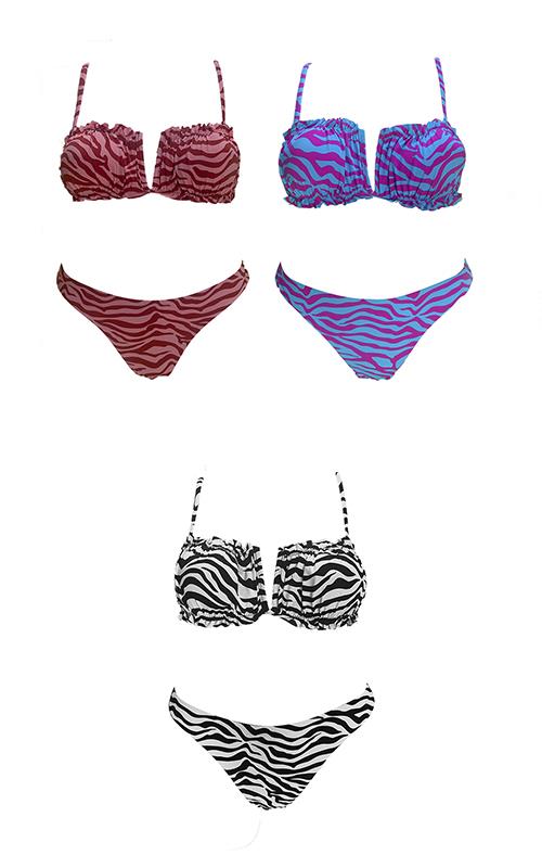 LS2411 Bikini palabra de honor estampado.