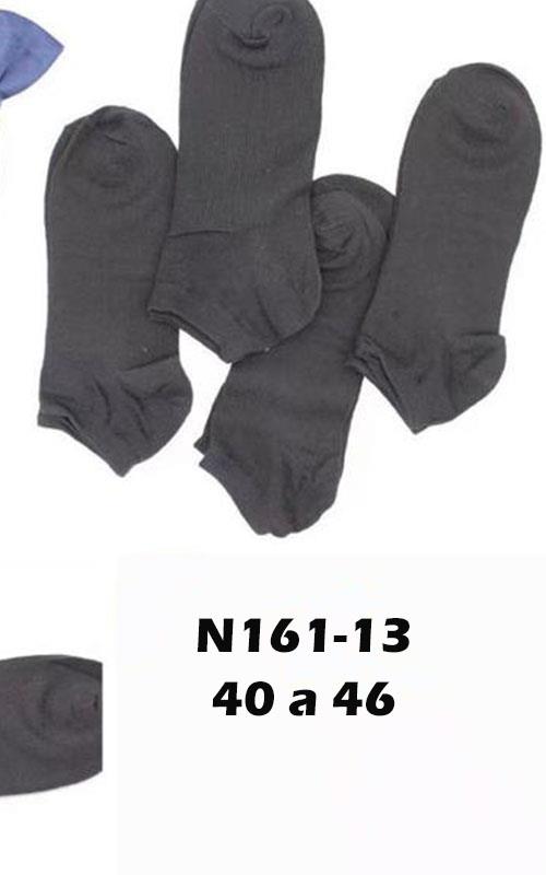 N161-13 Calcetín tobillero de hombre en color negro.