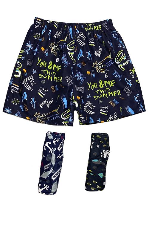 H827 Bermuda de baño para hombre, con estampado.