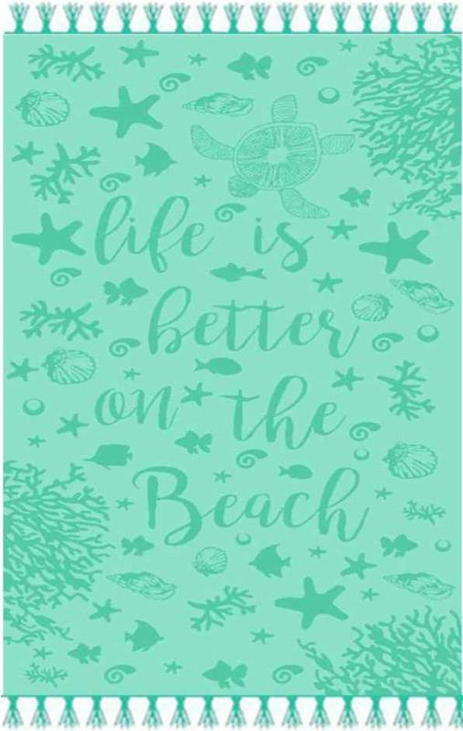 899-4 Toalla de playa con dibujo en color verde.