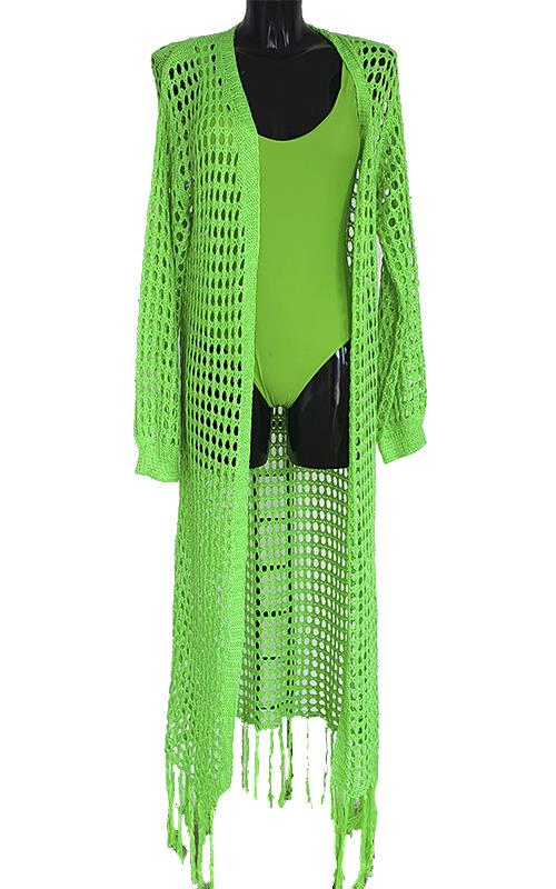 JH006 Vestido playero abierto, con flecos.