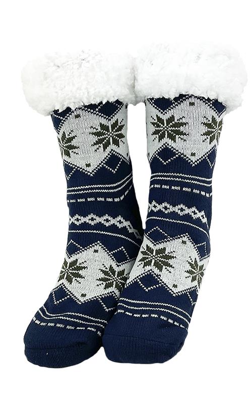 2217-1 Calcetín navideño para hombre, con suela antideslizante