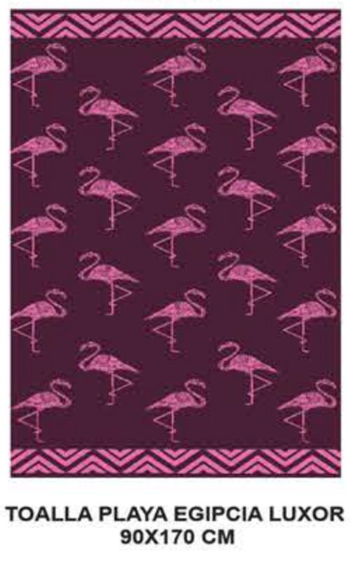 480-14 Toalla de playa estampada " Flamencos "